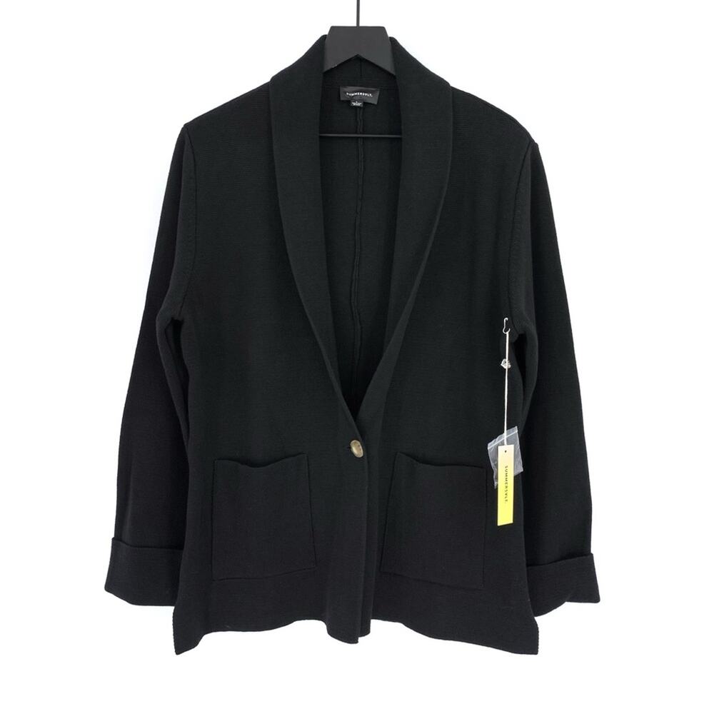 NWT SUMMERSALT Shawl Collar Sweater Blazer Black L